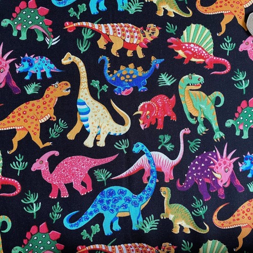 Black colourful dinosaur print - dinosaur,
