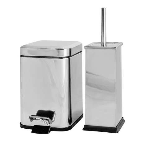 Square toilet brush bin set - brush,