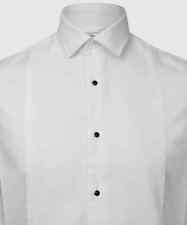 Mens NEW White STD Collar Marcella Wedding Evening Formal Dress Shirt Black Stud