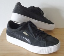 Puma Size UK 7 Black Suede Trainers Soft Foam 'Vikky'  Wedge Sole Shoes.