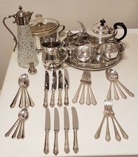 •• Large Bundle of Antique Silver Plate items • Sheffield England • Vintage ••