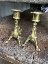 Early 18thc/17thc Bell Metal Chamber sticks  Griffin Form