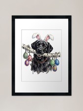 Easter Black Labrador Framed