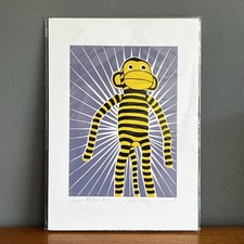 Lino Cut Print Sock Monkey
