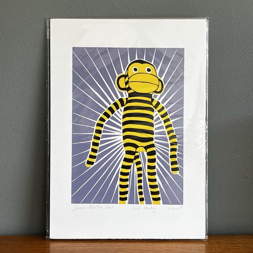 Lino cut print sock - lino,