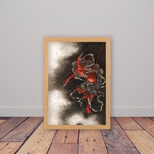 Framed Thunder God by Hokusai Japanese Wall Art Poster Print Ukiyo-e Home Decor