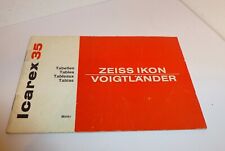 GENUINE ZEISS IKON / VOIGTLANDER ICAREX 35 LENS TABLES GUIDE INSTRUCTION MANUAL
