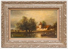 French School 19th Century Oil - Sur la Rivière