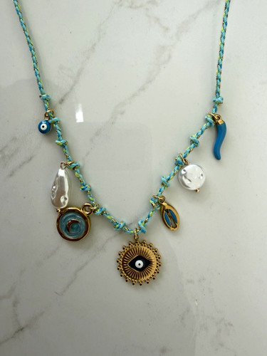 Blue cord adjustable charm