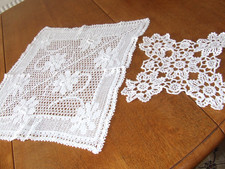 2 Assorted Vintage White Cotton Hand Crochet Doilies.