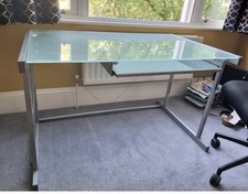 John Lewis SOHO Metal and Tempered Glass Desk – W 122cm, H 74cm, D 76cm