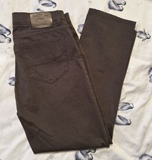 Brax Cadiz Men’s Straight Leg Brown Trousers W34 L32 Zip Fly