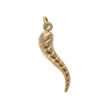 Pre-Owned 9ct Yellow Gold Hollow Ribbed Horn Of Life Pendant  9ct gold For Her