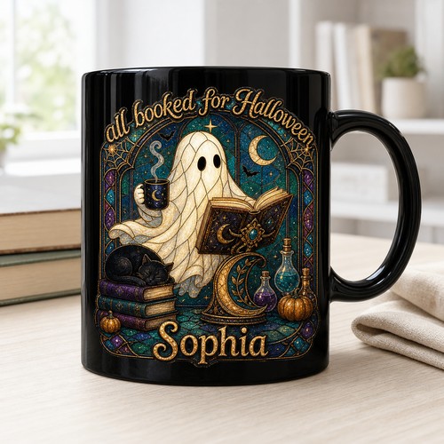 Mug personalized booked ghost - personalized,