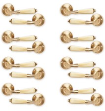 8 Pairs Satin Brass Regency Style Sprung Lever Door Handles Handle Set Discount
