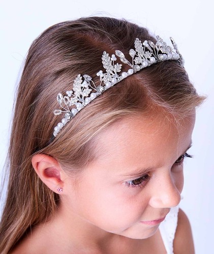Girls silver crystal tiara - silver,