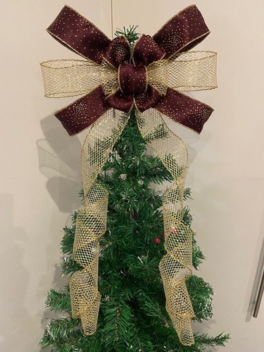 Burgundy gold christmas tree - burgundy,