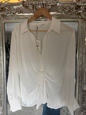 Zara White Chiffron Blouse