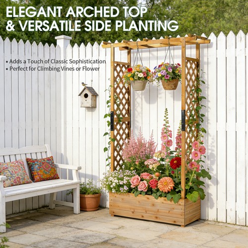 Garden planter with trellis - planter,
