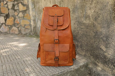 Leather Vintage Backpack Rucksack Travel Brown Handmade New Bag Laptop Genuine