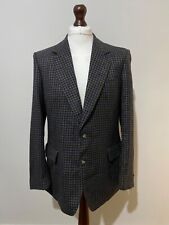 MAGEE Jacket Mens Size 40 Blazer Wool Suit Grey Yellow Tweed Check Herringbone