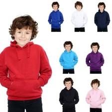 Kids Girls Boys Plain Hooded