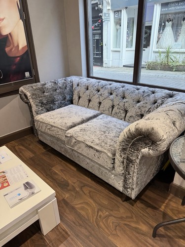Silver velour seater - velour,