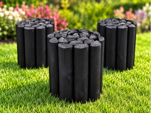 Wooden log roll garden - wooden,