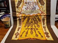 Vintage Tea towel Welsh Love Spoons 47cm X 68cm Cotton 100%
