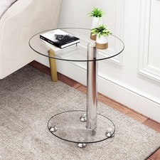2 Tier Coffee Glass Oval Table