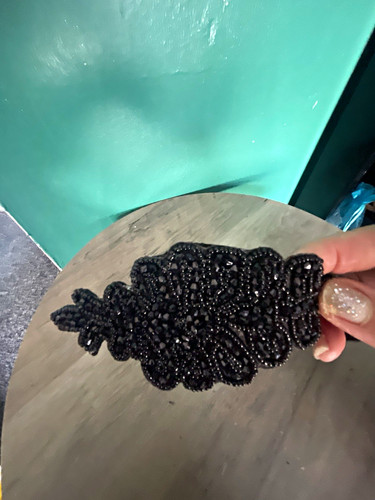 Vintage heart black beaded - heart,