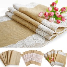 Time to Sparkle 30 x 275cm Hessian Table Runners Lace Natural Burlap Wedding