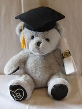 BUILD A BEAR GRADUATION BEAR IN GREY & BLACK 10" SITTING.