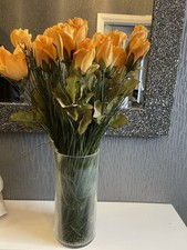 Faux Roses In Vase. Over Dozen