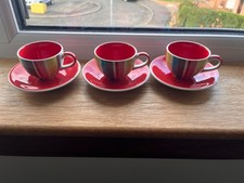 Whittard of Chelsea striped Espresso Cups & Saucers Set of 3 new &  unused