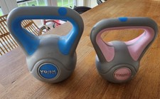 Pair of York Fitness Vinyl Kettlebells , 3kg and 2kg