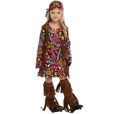 Book Week Party Halloween 60s 70s Fancy Dress Kids Girls Hippie Hippy Costume