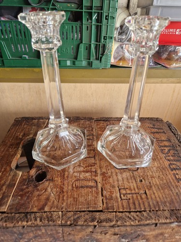Pair vintage clear glass - pair,