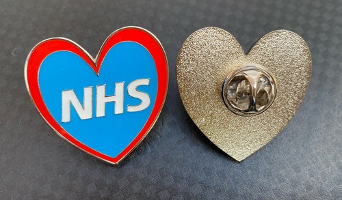 Nhs blue red heart pin - heart, badge