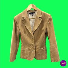 ZARA BASIC Women's Corduroy Jacket, Button Front, Dual Pockets, Brown, UK S