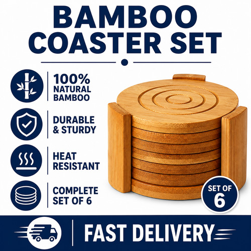 Bamboo drink coasters - drink, set