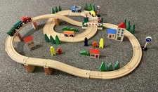 Vintage Wooden Train Track & Road Set Bundle 70+ Pieces 