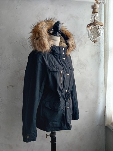 Topshop black faux fur hooded - faux,