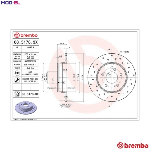 Brake disc 5178 - brake,