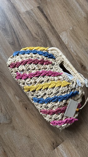 Straw rainbow clutch bag - rainbow, bnwt