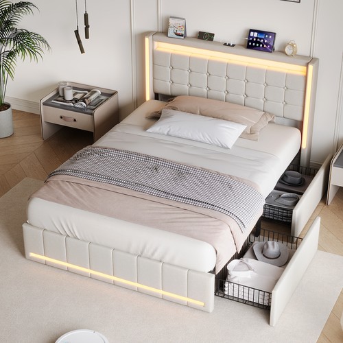 4ft6 double upholstered bed - double,