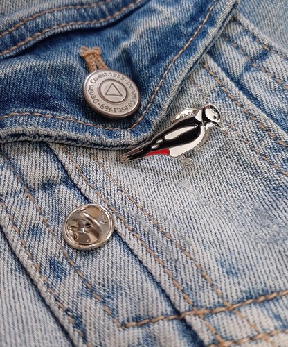 Woodpecker bird metal - bird, enamel