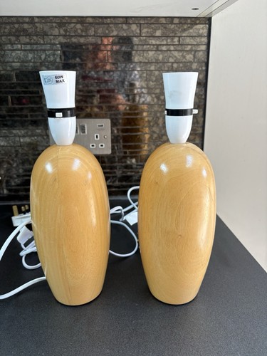 Pair wooden lamps - pair,