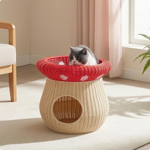 Mushroom pet bed handwoven - pet,