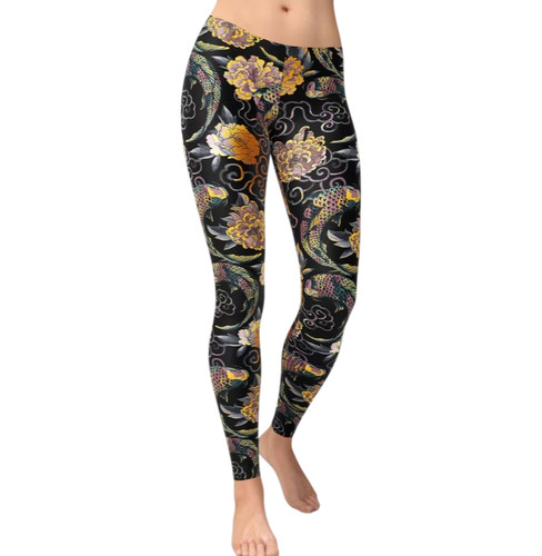 Koi fish leggings gold - koi, –
